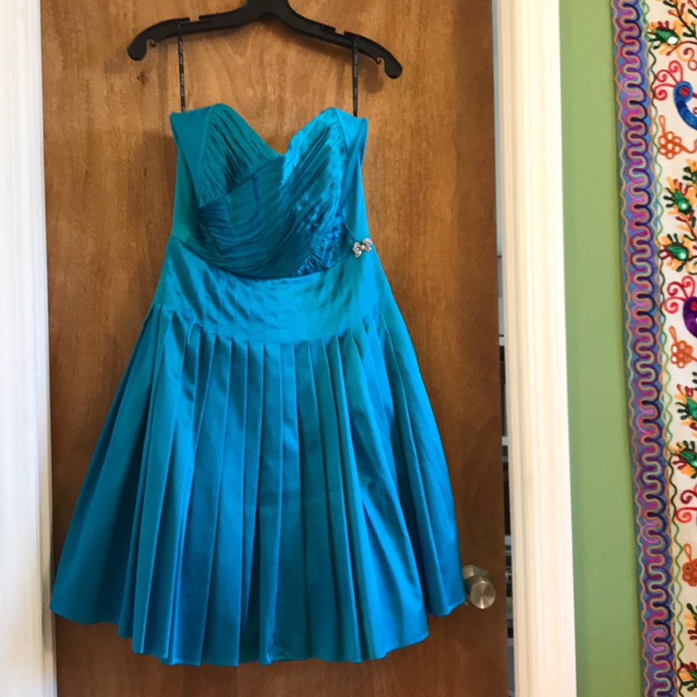Betsey Johnson Turquoise 1950s Strapless Dress